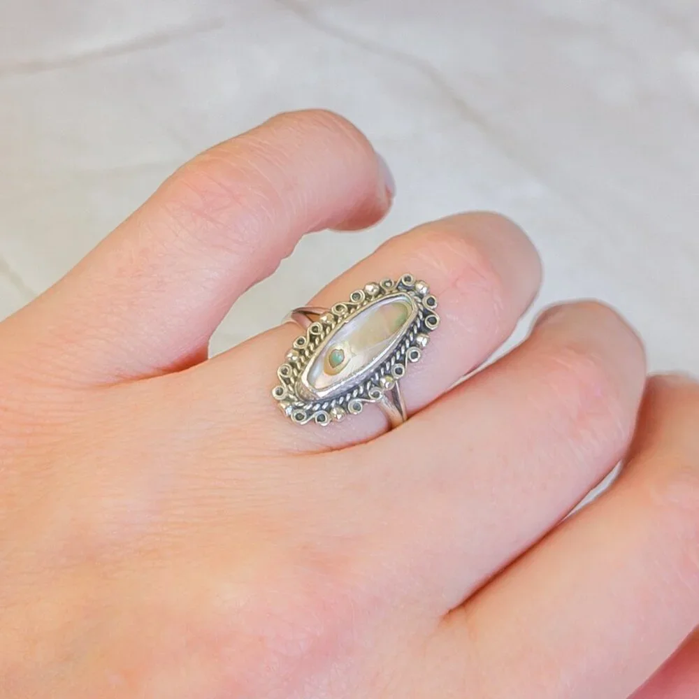 Sterling Silver Abalone Ring – Size 5.25